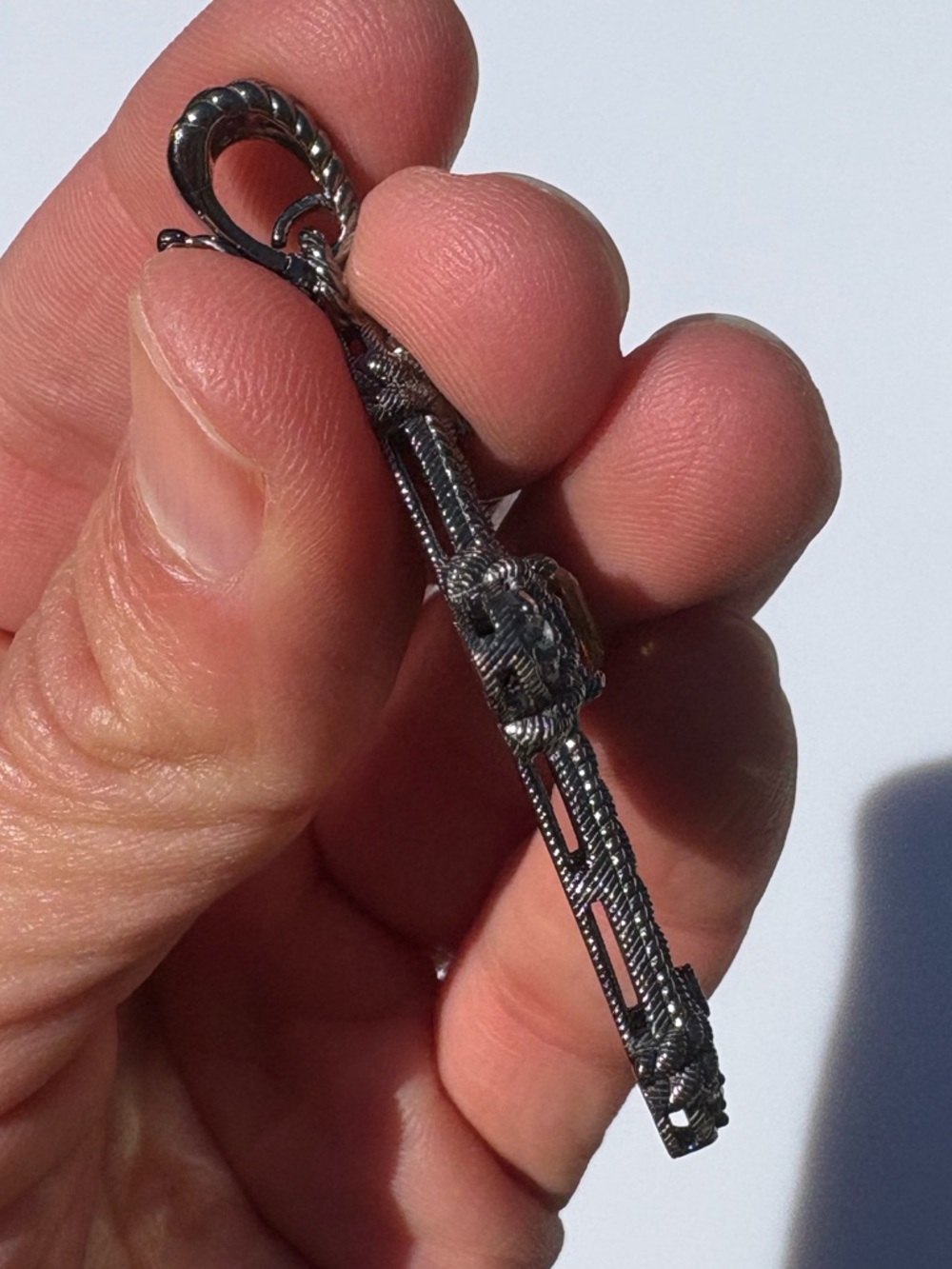 Judith Ripka 925 CZ Sterling Silver Cross Pendant Gunmetal Enhancer pendant - Picture 10 of 17